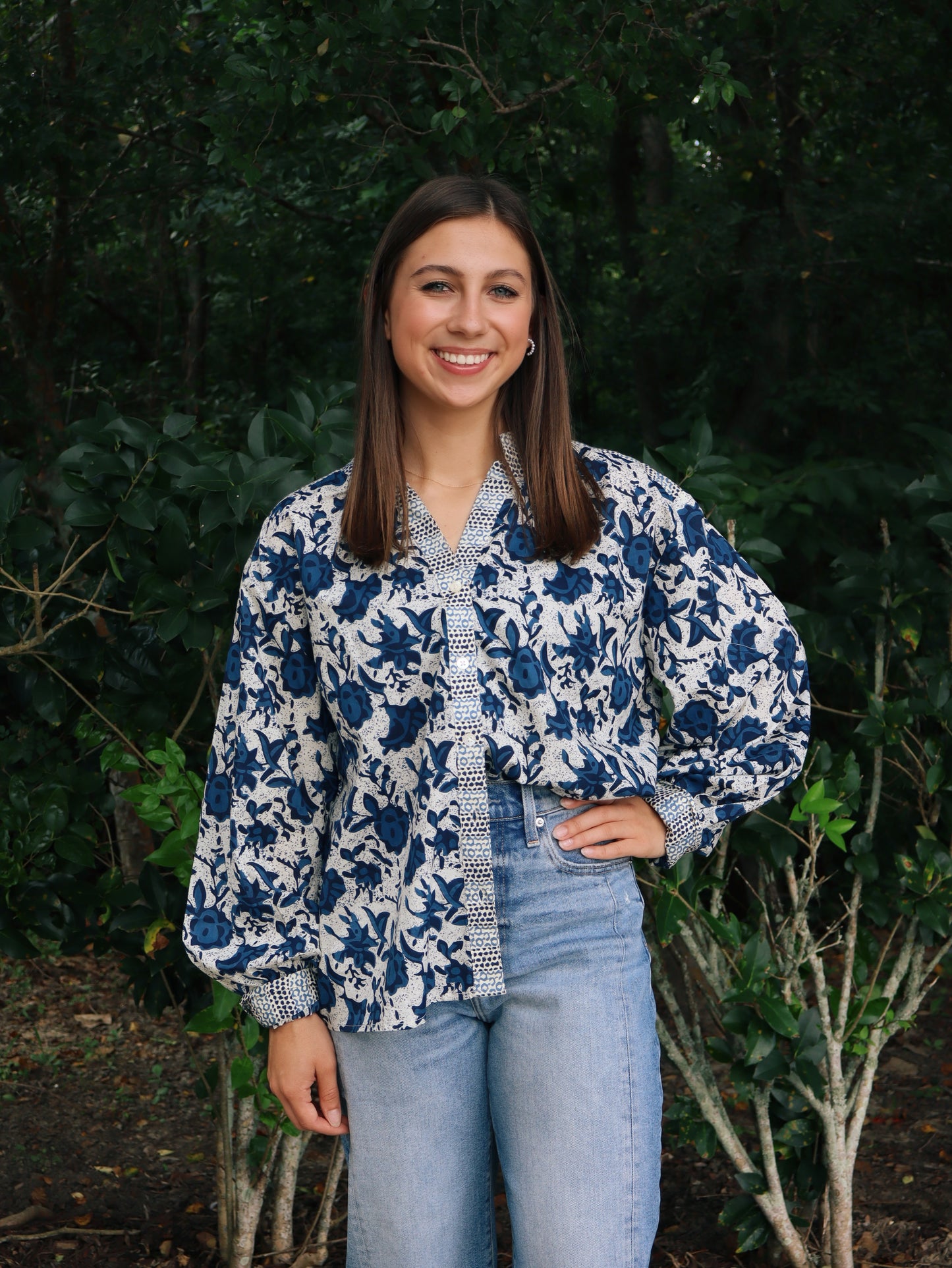 THML Women's Long Sleeve Printed Top