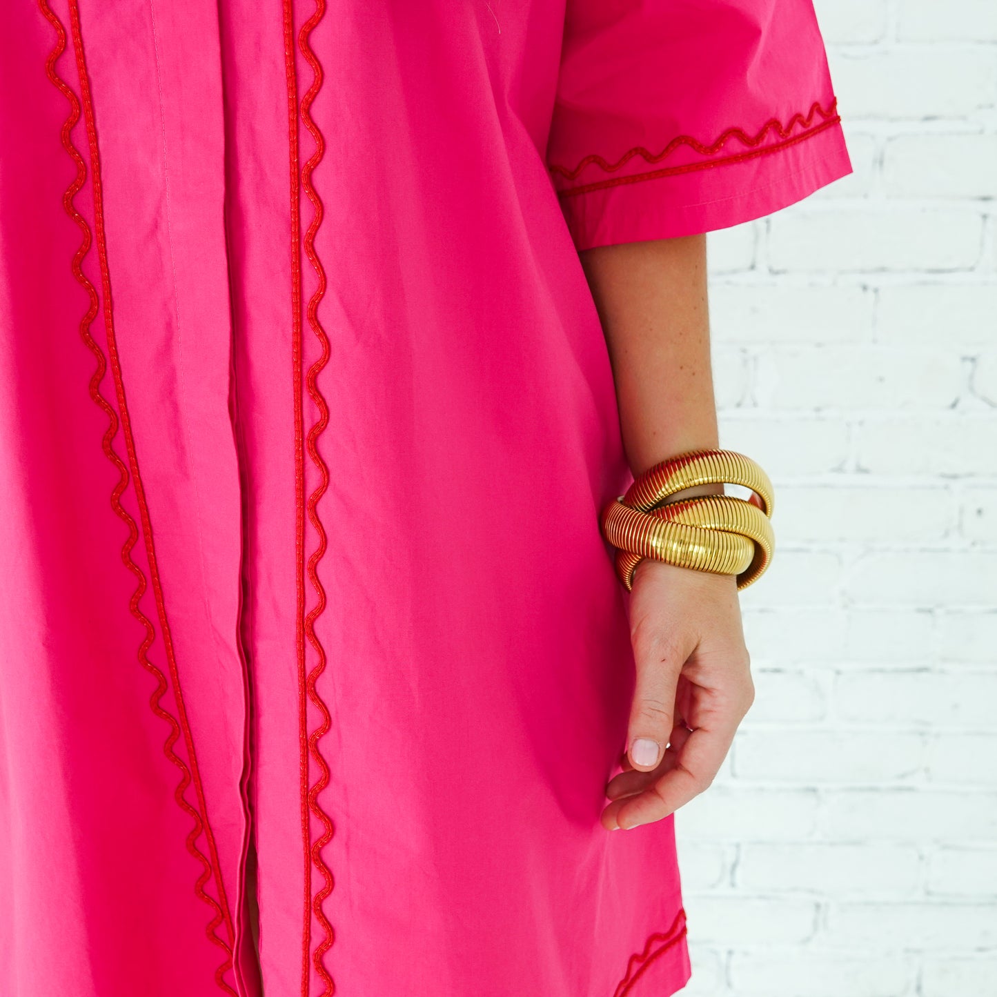 Caryn Lawn Shelby Dress-Hot Pink