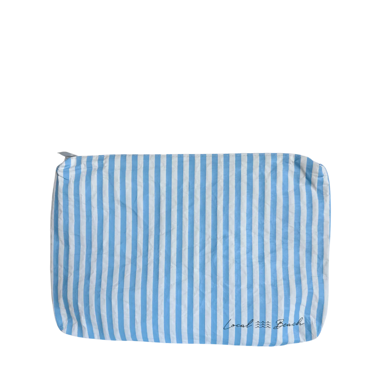 Local Beach Blue Stripe Water Resistant Pouch