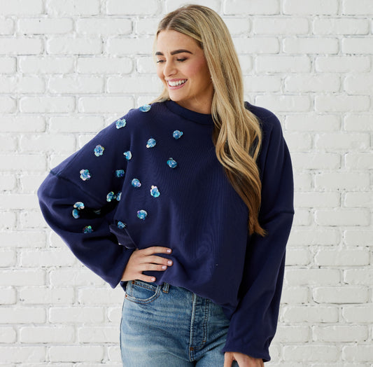 Caryn Lawn Sadie Sweatshirt- Navy