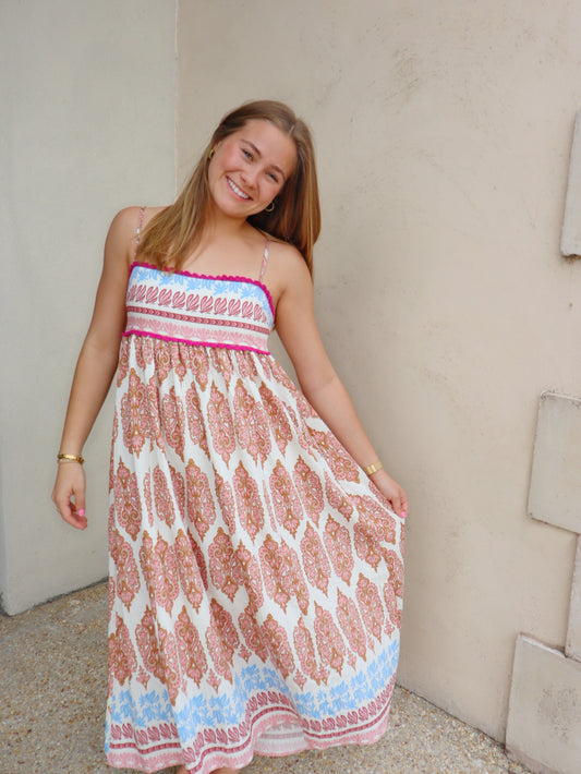 THML Strappy Print Maxi Dress