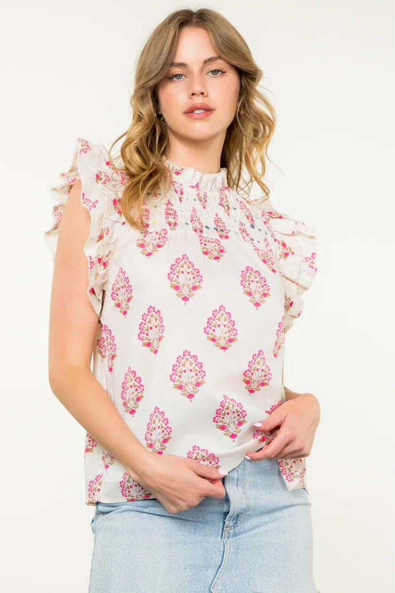 THML Flutter Sleeve Flower Top