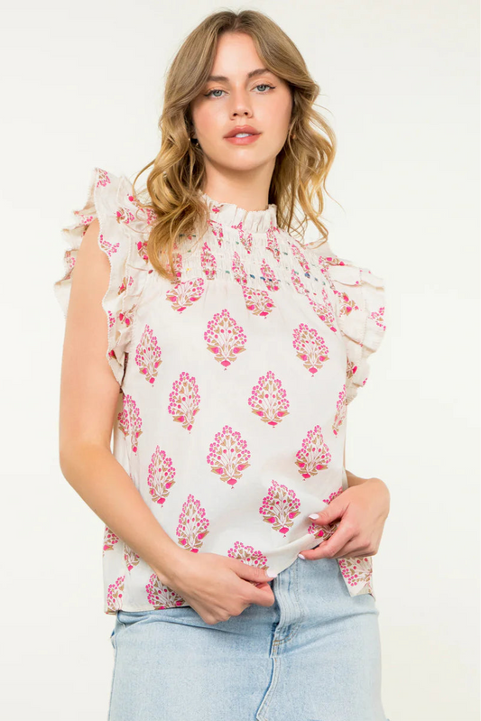 THML Flutter Sleeve Flower Top