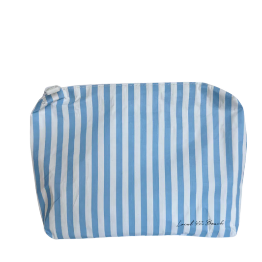 Local Beach Blue Stripe Water Resistant Pouch