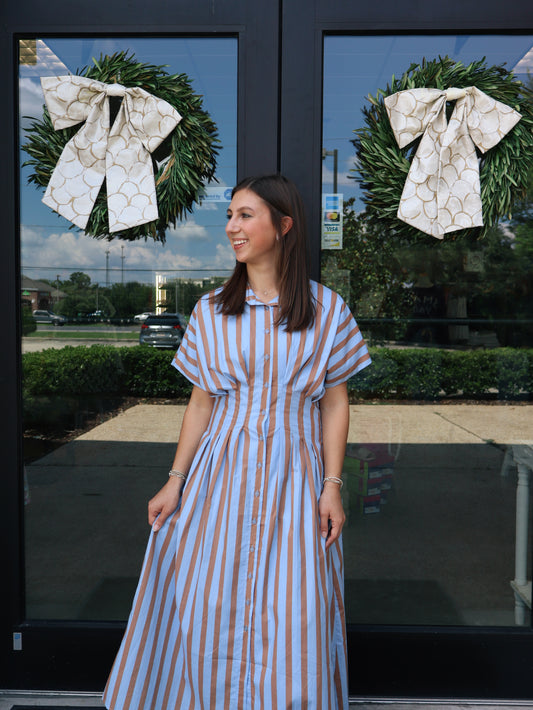 THML Striped Button Up Maxi Dress