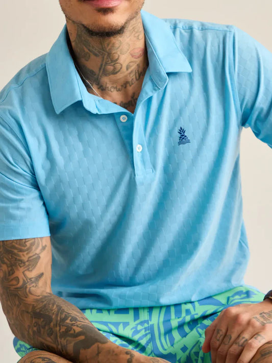 Chubbies Men's Textured Performance Polo - The Afternoon Blue