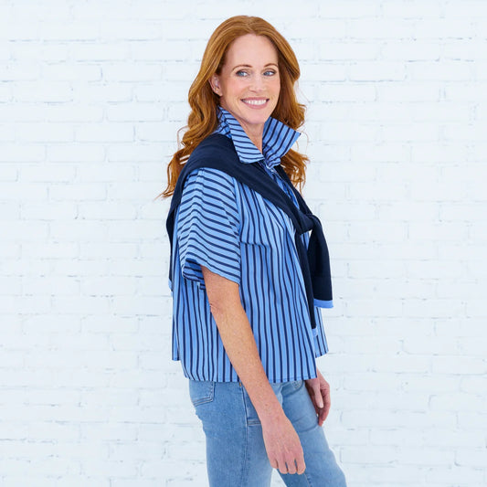 Caryn Lawn Caryn Cardi- Navy/Light Blue