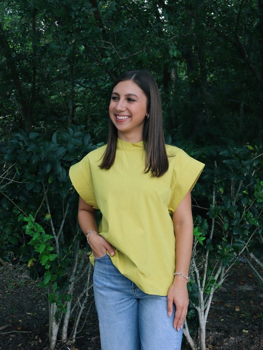 THML Women's Structured Short Sleeve Poplin Top