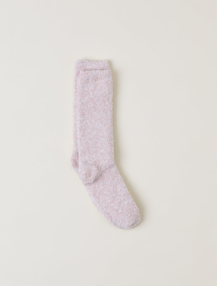 Barefoot Dreams CozyChic® Heathered Socks-Heathered Dusty Rose And White