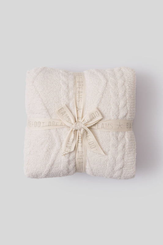 Barefoot Dreams CozyChic® Fisherman Cable Throw- Cream