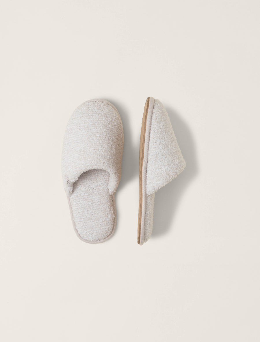Barefoot Dreams CozyChic® Unisex Slipper- Heathered Stone/ White