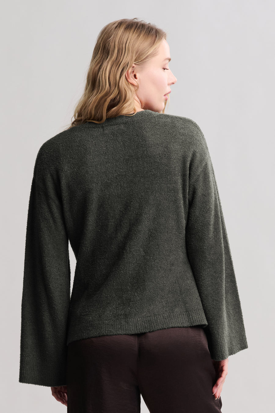 Barefoot Dreams CozyChic Lite® Wide Sleeve Button Front Cardigan- Dark Moss