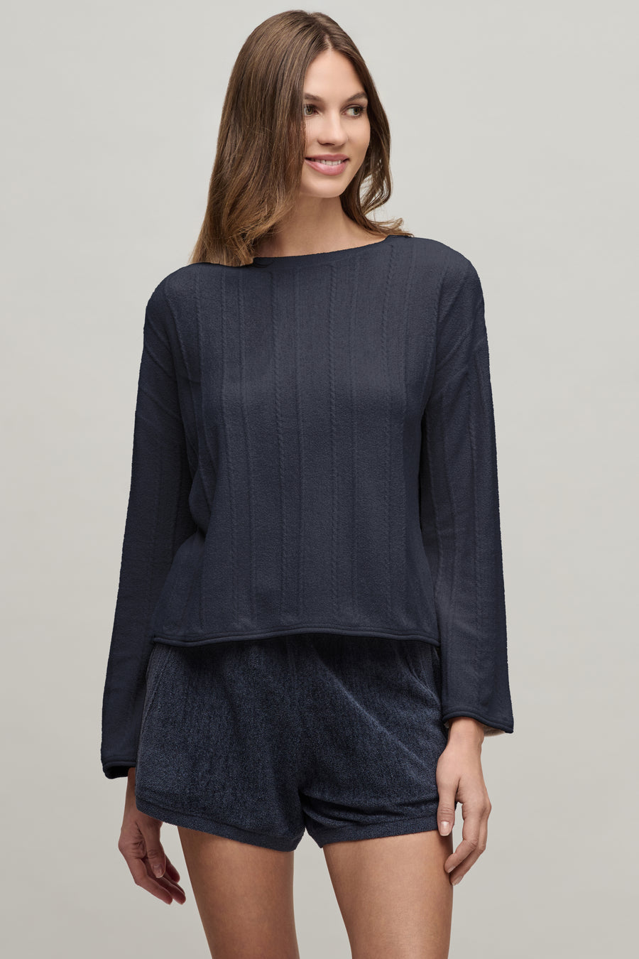 Barefoot Dreams CozyChic Ultra Lite Rope Stitch Boatneck Pullover