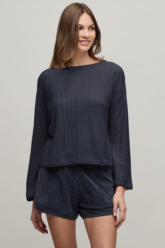 Barefoot Dreams CozyChic Ultra Lite Rope Stitch Boatneck Pullover