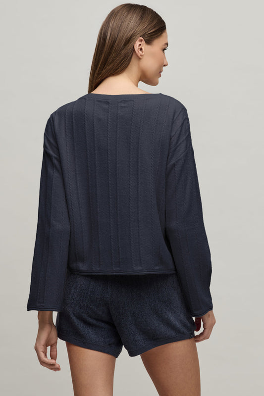 Barefoot Dreams CozyChic Ultra Lite Rope Stitch Boatneck Pullover