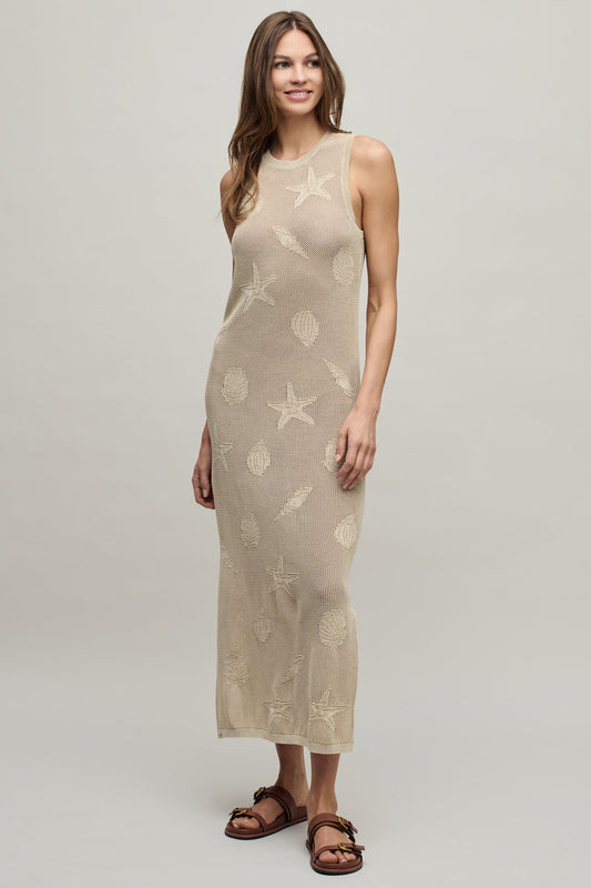Barefoot Dreams Sunbleached Shell Motif Crew Midi Dress
