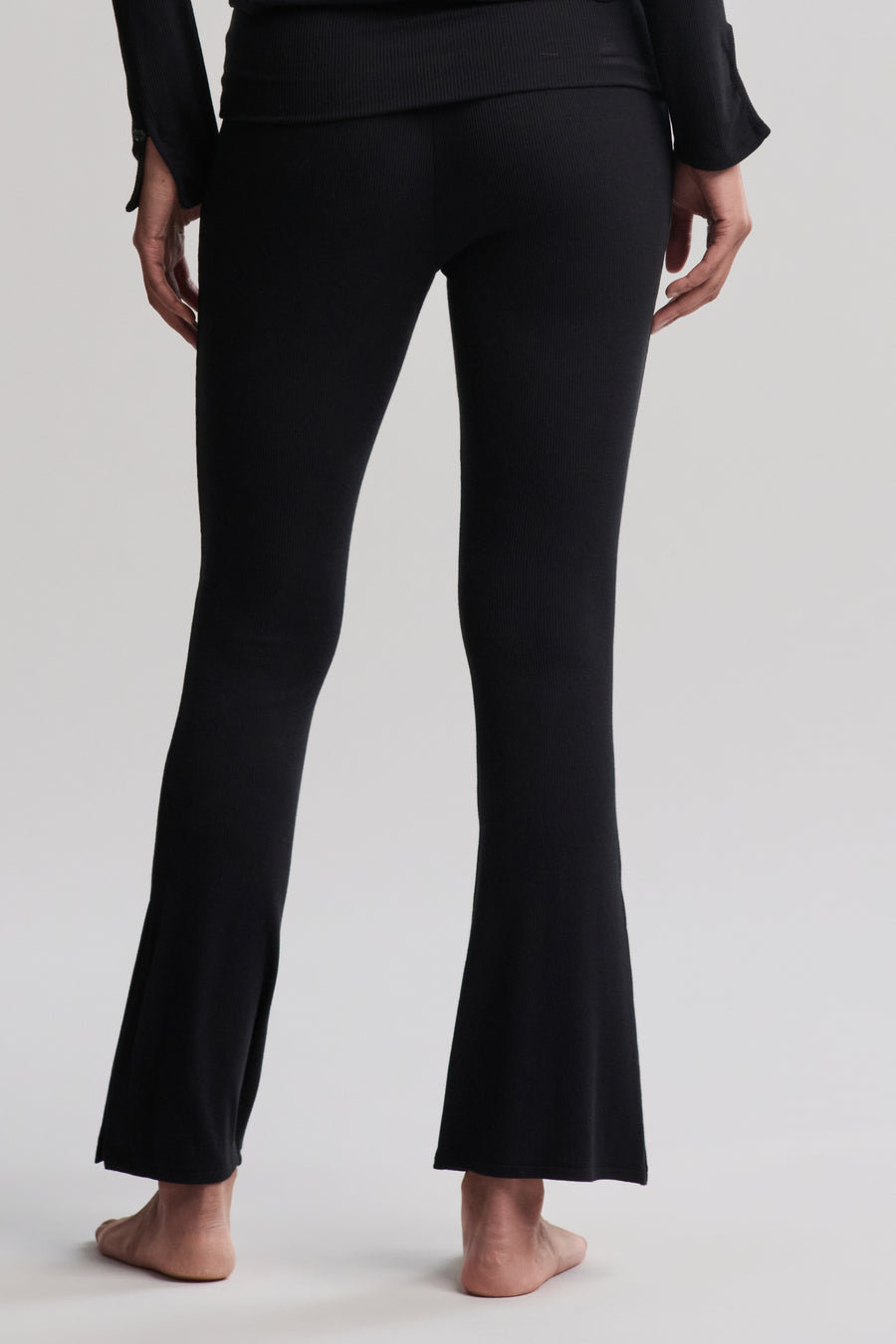 Barefoot Dreams Ultra Soft Rib Fold Over Pant- Black