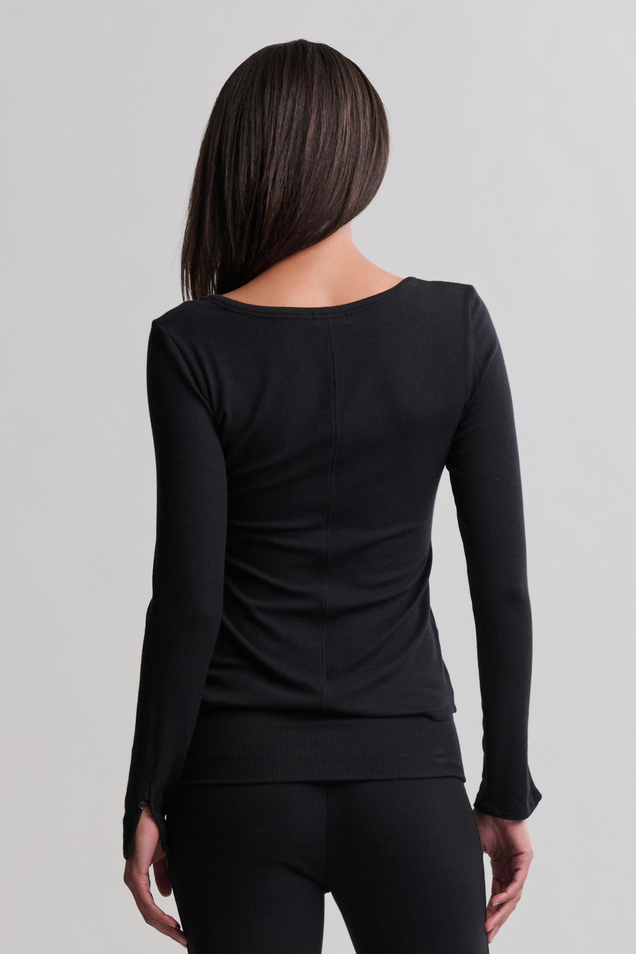 Barefoot Dreams Ultra Soft Rib Long Sleeve Tee- Black