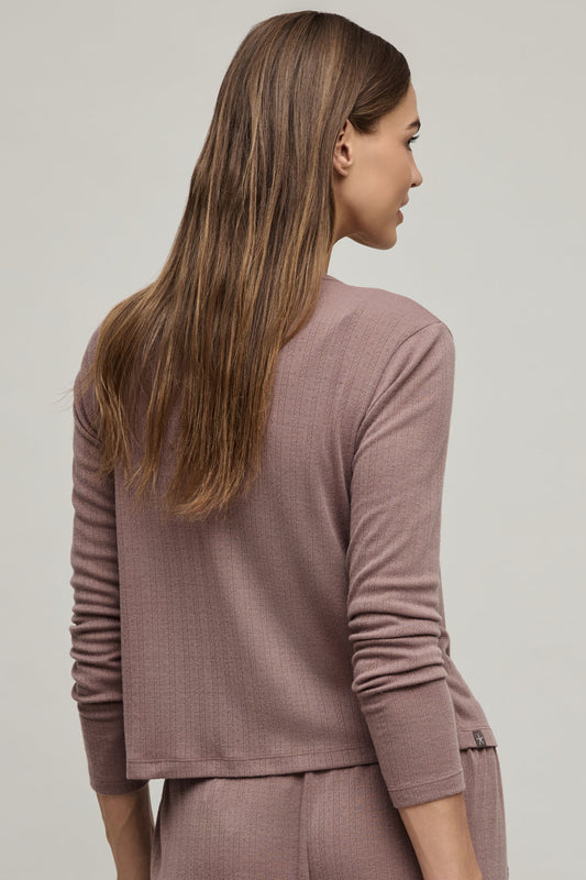 Barefoot Dreams Pointelle Rib Cardigan With Scallop Trim