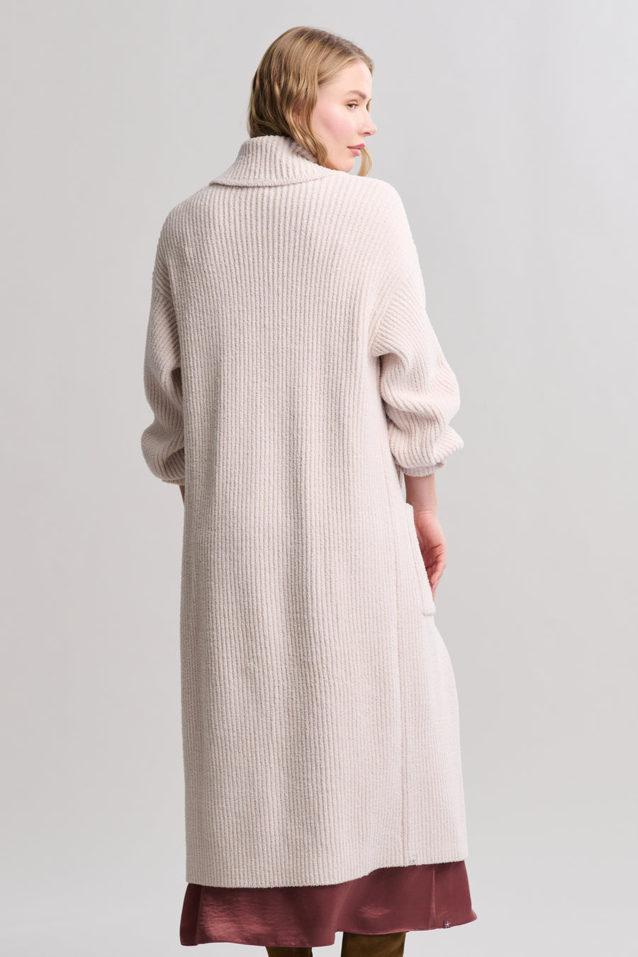 Barefoot Dreams CozyChic® Cotton Rib Long Coat- Sand Dune