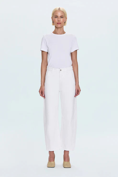 Pistola Beau Seamed Crescent Leg - Paper White