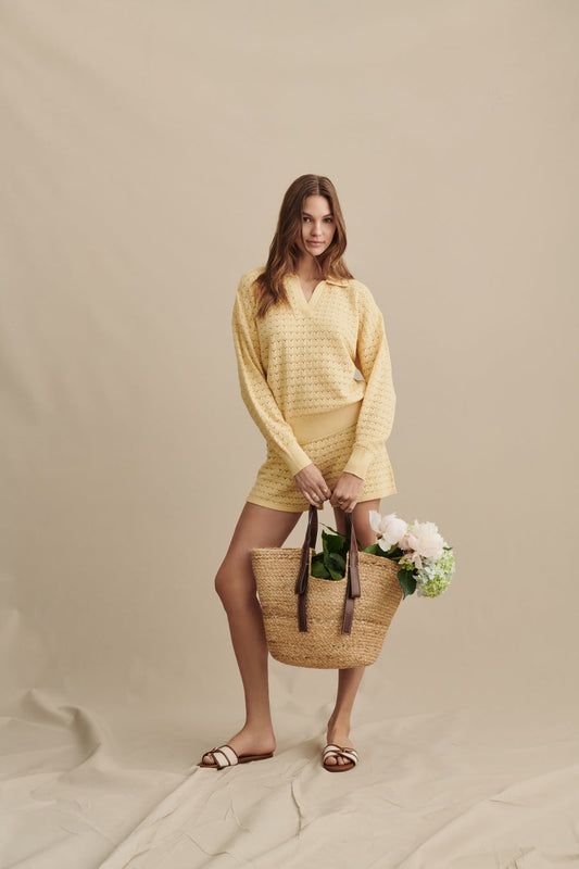 Barefoot Dreams Heathered Cotton Tulip Pointelle Short