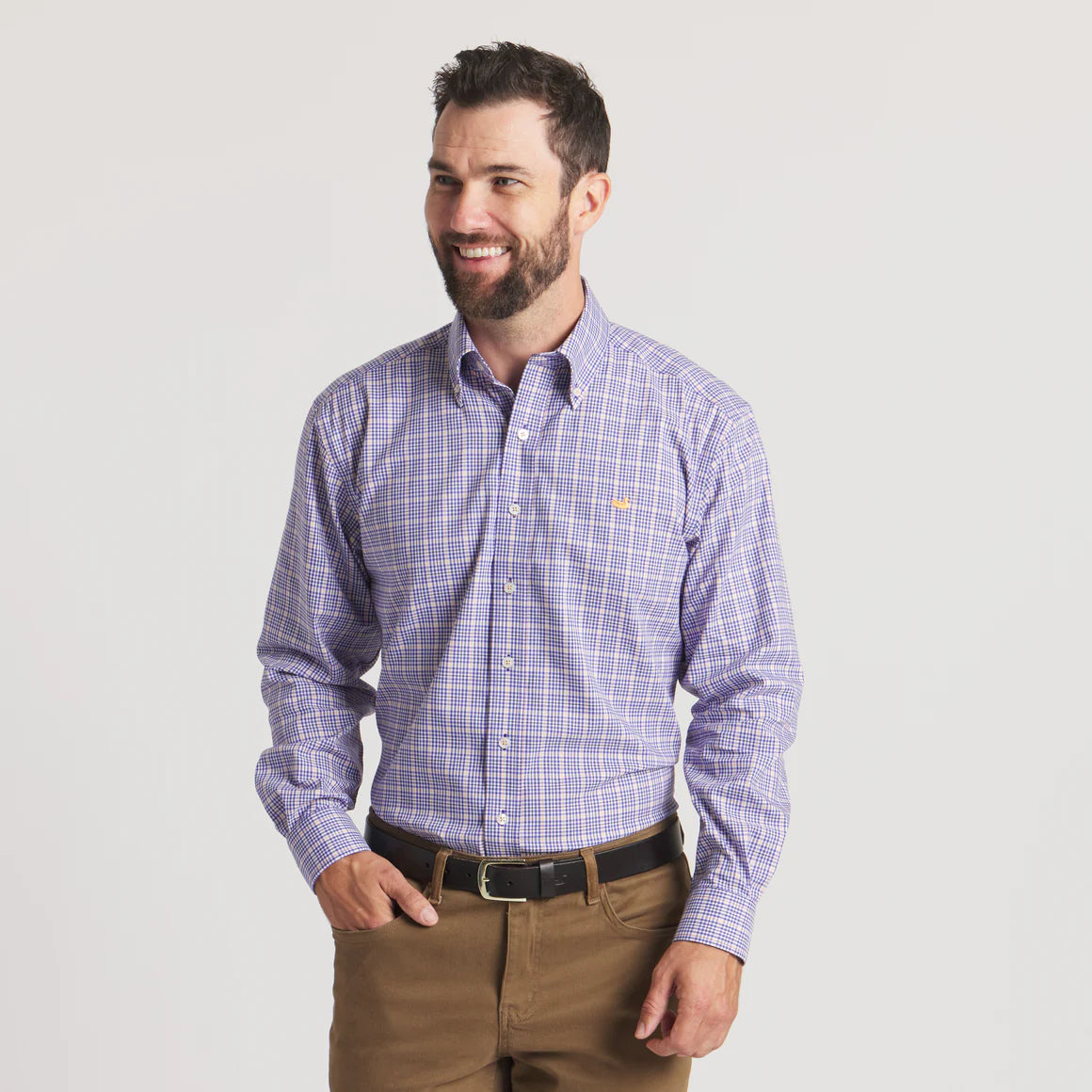Southern Marsh Men's Dyer Performance Gingham Dress Shirt
