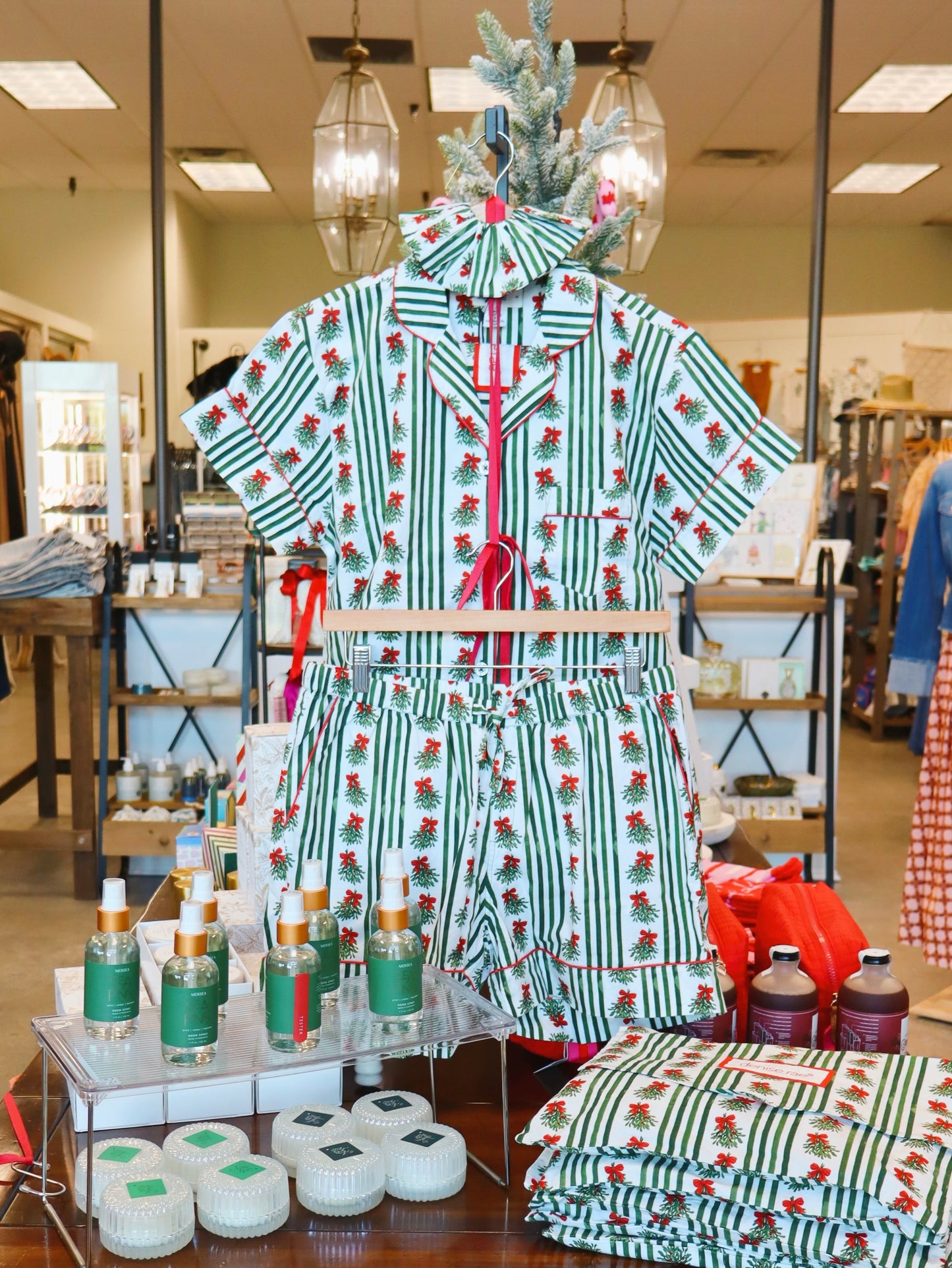 Denise Rae Short Sleeve And Short Meet Me Under The Mistletoe PJ Set