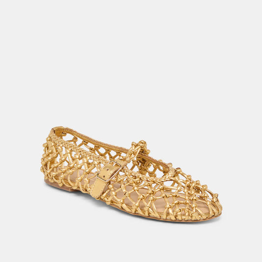Dolce Vita Clair Gold Woven Leather Ballet Flats