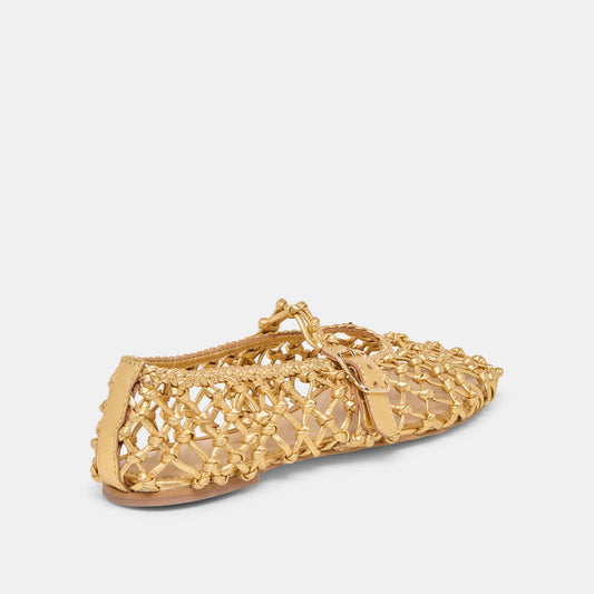 Dolce Vita Clair Gold Woven Leather Ballet Flats
