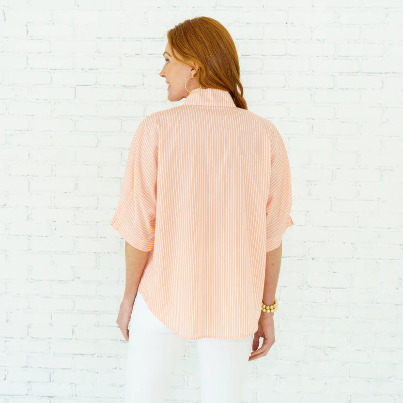 Caryn Lawn Annie Stripe Top- Apricot
