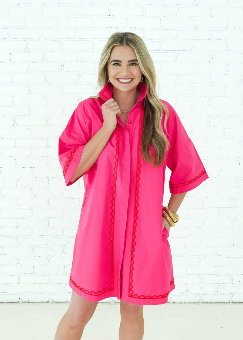 Caryn Lawn Shelby Dress-Hot Pink