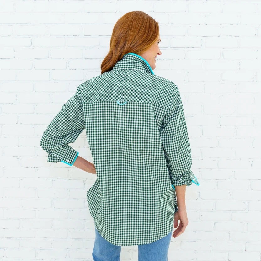 Caryn Lawn Fringe Lawn Top- Forest