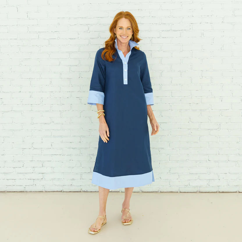 Caryn Lawn Carrie Long Dress- Navy