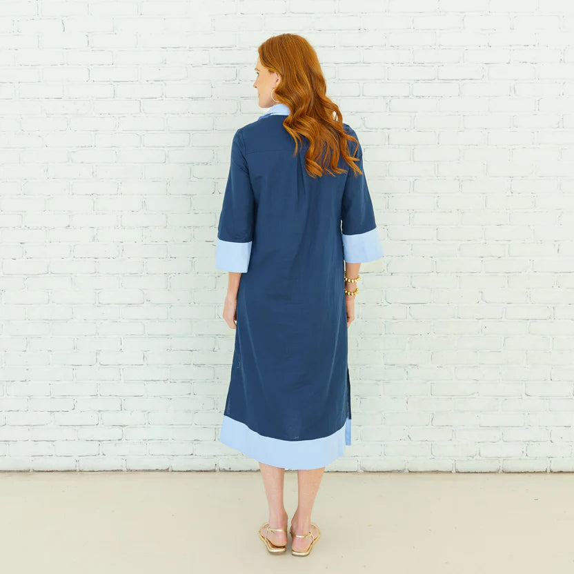 Caryn Lawn Carrie Long Dress- Navy