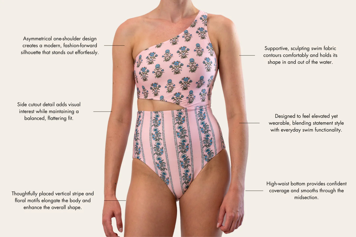 Hermoza Gemma Asymmetrical One-piece Swimsuit In A Moment In Time