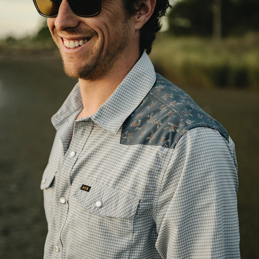 Howler Bros. H Bar B Tech Longsleeve | Rancher Floral | Smoke Blue