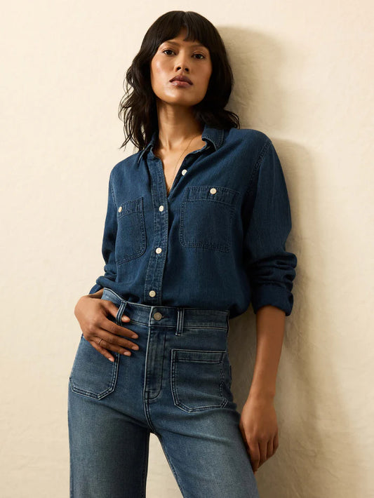 Faherty Tried & True Chambray Shirt - Night Lagoon Wash