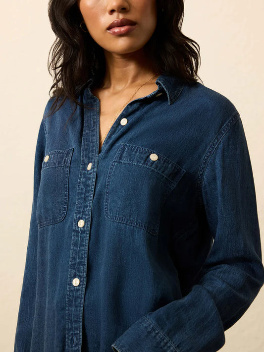 Faherty Tried & True Chambray Shirt - Night Lagoon Wash