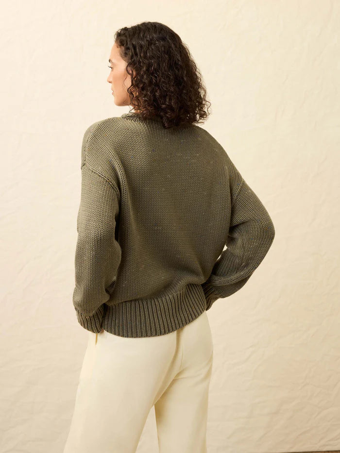 Faherty Sunwashed Cotton Roll Neck Sweater - Sage