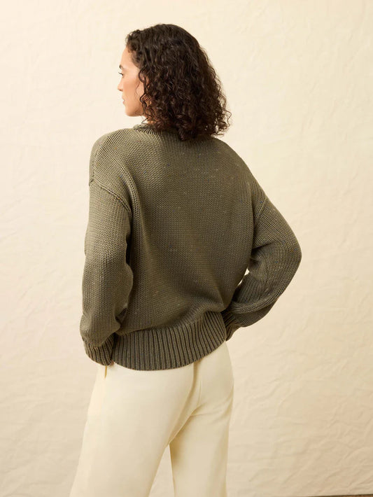 Faherty Sunwashed Cotton Roll Neck Sweater - Sage
