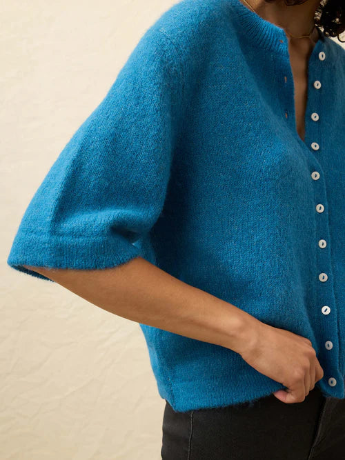 Faherty Women's Apres Alpaca Cardigan - Blue Lights