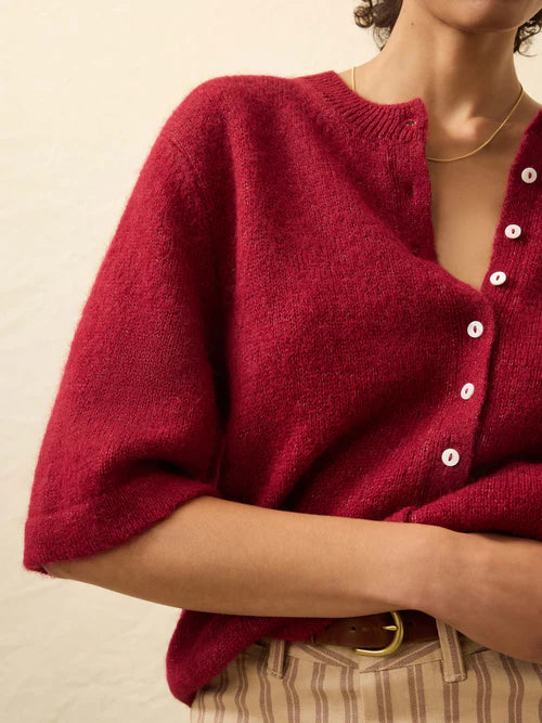 Faherty Women's Apres Alpaca Cardigan - Wine Rust