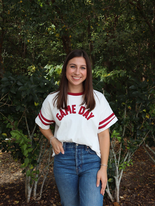 Wishlist "Game Day" Contrast Cropped Tee