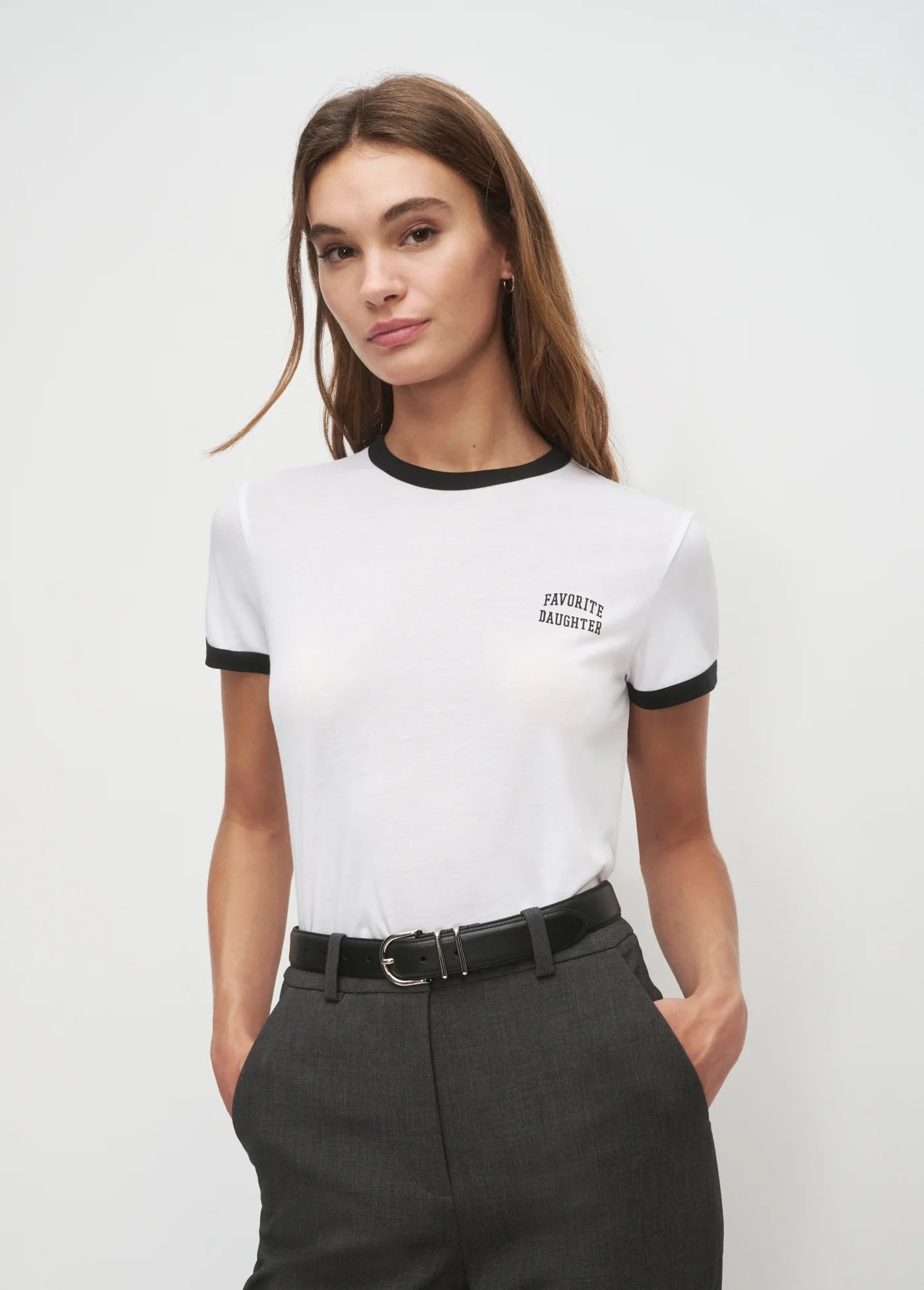 Favorite Daughter The Cropped Favorite Daughter Ringer Tee