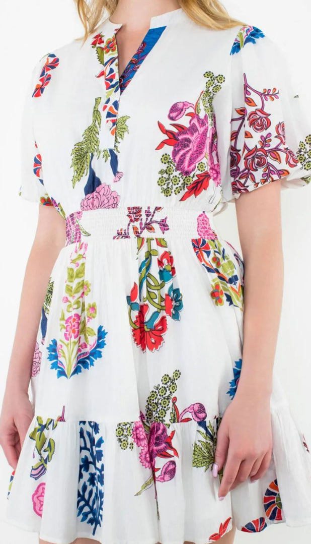 THML Puff Sleeve Spring Floral Dress