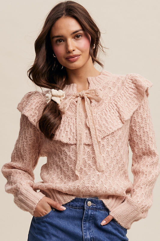 Listicle Clothing Knit Ruffle Tie Sweater
