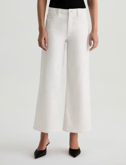 AG Saige Wide Leg Crop Mid-Rise Fit- Silver Glow