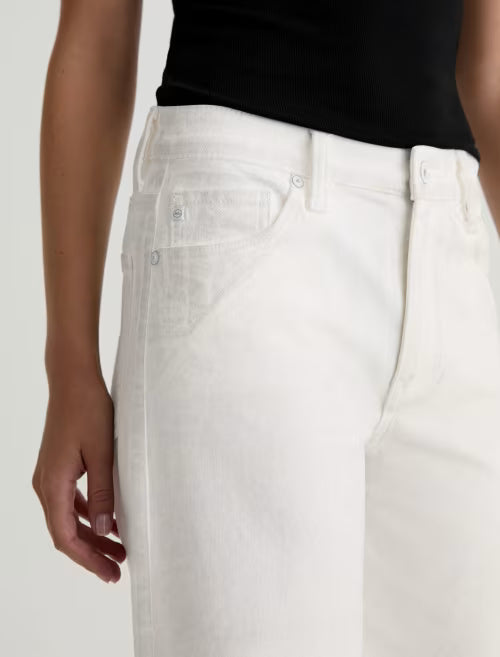 AG Saige Wide Leg Crop Mid-Rise Fit- Silver Glow