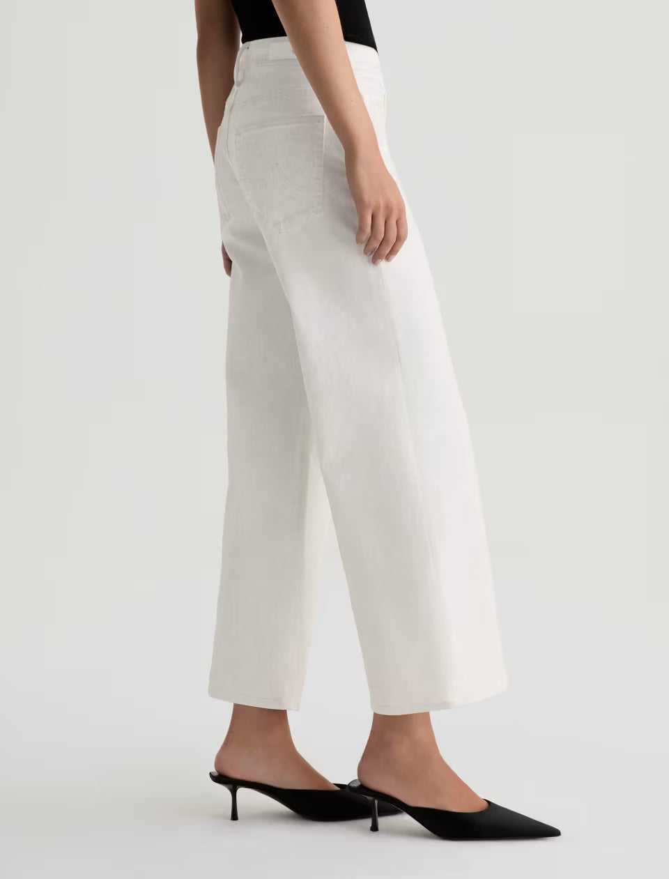 AG Saige Wide Leg Crop Mid-Rise Fit- Silver Glow